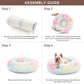 Love's cabin Calming Cat Bed for Indoor Cats,Anti-Anxiety Donut Round Dog Bed,Fluffy Faux Fur Washable Pet Bed for Small Medium Dogs and Cats,Rainbow,20in