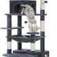 PAWZ Road Large Cat Tree, 72 Inches Cat Tower for Large Cats, Cat Condo with Sisal-Covered Scratching Posts and Pads, 2 Padded Perch, Dual Condo and Basket for Indoor Cats-Dark Gray