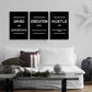 Framed Canvas Wall Art Success Quote, Office Wall Art, Black Large Poster, Positive Motivational Set of 3 Prints, Execute Failure Definition, Inspirational Print (B-3pcs,16x24inchx3pcs)