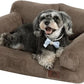Hollypet Fluffy Plush Pet Sofa Soft Calming Pet Sofa Beds for Medium Small Cats and Dogs, Dark Brown