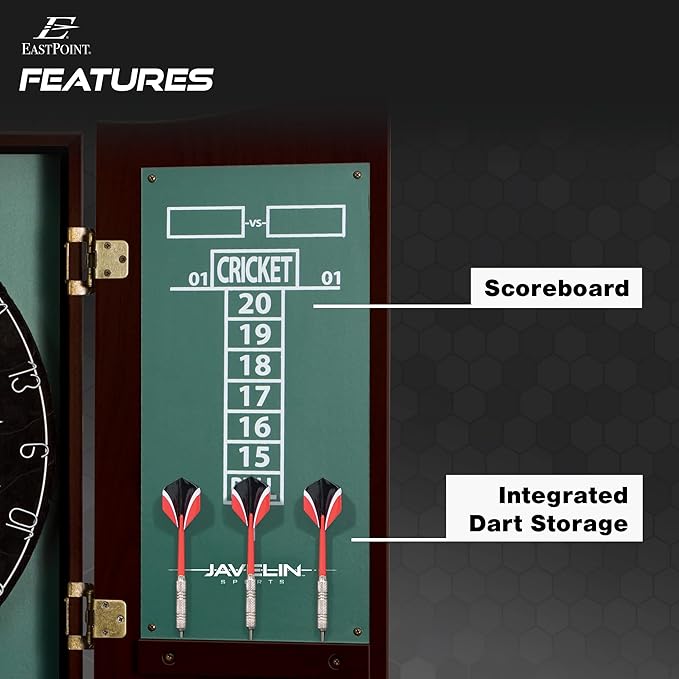 EastPoint Sports Bristle Dartboard and Cabinet Sets- Features Easy Assembly - Complete with All Accessories