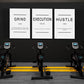 Framed Canvas Wall Art Success Quote - Office Wall Art, White Large Poster, Positive Motivational Set of 3 Prints, Execute Grand Hustle Poster, Inspirational Print (C-3pcs,20x30inchx3pcs)