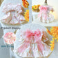Pink Dog Dress for Small Dog Girl Spring Puppy Clothes with Bow Puff Sleeves Cat Outfit Doggy Princess with Leash Ring Doggies Harness Dress Summer Pet Apparel (Pink, Small)