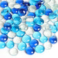 FUTUREPLUSX 0.97 pounds, Flat Glass Marbles, Blue Mixed Gemstone Vase Fillers Beads Decorative Glass Pebbles Floral Fish Tank Rocks for Vases Table Scatter Aquarium Decor