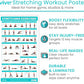 Vive Workout Posters for Home Gym - 52 Streching Exercises Full Body Workout - Laminated Pre Post Routines Wall Chart - Bodyweight Poses Instruction Guide for Core, Abs, Legs, Glutes, Upper Body