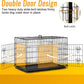 FDW Dog Crate for Medium Dogs 30 Inch Folding Metal WirePet Cage Double Door W/Divider Panel Indoor Outdoor Kennel Leak-Proof Plastic Tray,Black