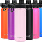 DRINCO Stainless Steel Water Bottle Spout Lid Vacuum Insulated Double Wall Water Bottle Wide Mouth (40oz 32oz 22oz 18oz 14oz) Leak Proof Keeps Cold or Hot (22 oz, 22oz Flamingo Pink)