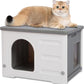 Rockever Plastic Cat House Outdoor with Escape Door, Waterproof Feral Cat House Outdoor Indoor, Sturdy Cat House for Outdoor Cats, Assemble Easily-Grey