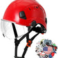 AOLAMEGS Hard Hats Construction OSHA Approved - ANSI Z89.1 Red Safety Hardhats, High Impact ABS Hardhat, Adjustable Vented Construction Worker Hat with Clear Visor, Cascos de Construccion