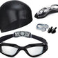 Swim Goggles Swimming Goggles No Leaking with Nose Clip, Earplugs, Swim Cap and Case for Men Women