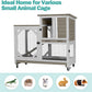 Rabbit Hutch Indoor for 2-4 Rabbits & Guinea Pigs，Bunny Cage with Slide-Out Plastic Trays，Wooden Small Animal Cage for Rabbits, Bunnies, and Guinea Pigs (Light Brown)