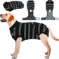 Kuoser Dog Surgery Recovery Suit for Female Male Dogs, Stripes Spay Neuter Anti-Licking Dog Onesie, Surgical Suit Snugly Pet Post Surgery Vest Bodysuit for Abdominal Wounds Skin Disease, Black L