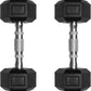 RitFit 5-650 LBS PVC Encased Hex Dumbbell Sets with Optional Rack for Home Gym, Hand weight with Chrome Handle for Strength Training, Workouts