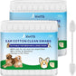 VinTS 120Pcs Cotton Dog Ear Cleaning Swabs,2 Pack Dog Ear Infection Treatment Gourd-Shaped Ear Swabs,Safer Cleaning for Dogs and Cats L Size 100% Cotton