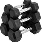 Hex Dumbbells Set, PVC Coated Exercises & Fitness Dumbbell Weights Set for Strength Training Home Gym