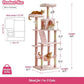 MWPO 70.1-Inch Pink Large Cat Tree, Multi-Level Tall Cat Tower for Indoor Cats, Plush Cat Condo with Big Padded Perches, Sisal-Covered Scratching Posts, Hammock, Toys for Kittens & Cats