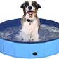 39.5" x 12" Foldable Dog Pool - Collapsible Hard Plastic Kiddie Pool for Dogs & Kids, Non-Slip Pet Bath Tub for Outdoor Backyard Use, Lightweight & Portable (Blue)