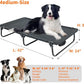 Elevated Dog Bed for Large Pet with No-Slip Feet, Foldable Portable Washable Raised Bed for Indoor&Outdoor Camping Dog Cot, with Cooling Waterproof Breathable Mesh (Medium, Black-Textilene)