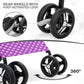 MoNiBloom 4 Wheels Pet Stroller, Easy-Fold Umbrella Shaped Dog Cat Jogger Stroller w/Storage Bag & Visible Mesh for Small/Medium Dogs Cats Purple Polka Dots