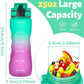 OLDLEY 25 oz Water Bottle, Motivational Water Bottle with Time Marker, Sports Water Bottle With Strap, Leakproof & BPA Free Large Water Bottles for School, Gym, Travel, Outdoor, Tritan,Green&Purple