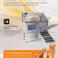 polimo Dog Wash Station with Pet Dryer & LED, Professional Dog Bathing Station for Large, Medium & Small Dogs – with Window, Ramp, Drawer, Floor Grate, LED Display & Faucet (Right RAMP & Dryer, 61")