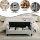 Storage Bench Upholstered Velvet End of Bedroom Bed Bench Ottoman with Tufted Cushioned Rolled Arm Large Storage Space for Reading Living Room Entryway, Light Grey