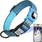 Reflective Dog Collar with Apple AirTag Holder & QR Code Pet ID Tag,Soft Nylon Adjustable Dog Tracker Collar with Safety Lock for Medium Dogs(Blue, M)