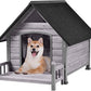 Dog House Outdoor with Anti-Chewing Iron Frame, Weatherproof Dog Kennel for Small Medium Large Dogs Indoor (Grey, 45" x 32.9" x 32.6")