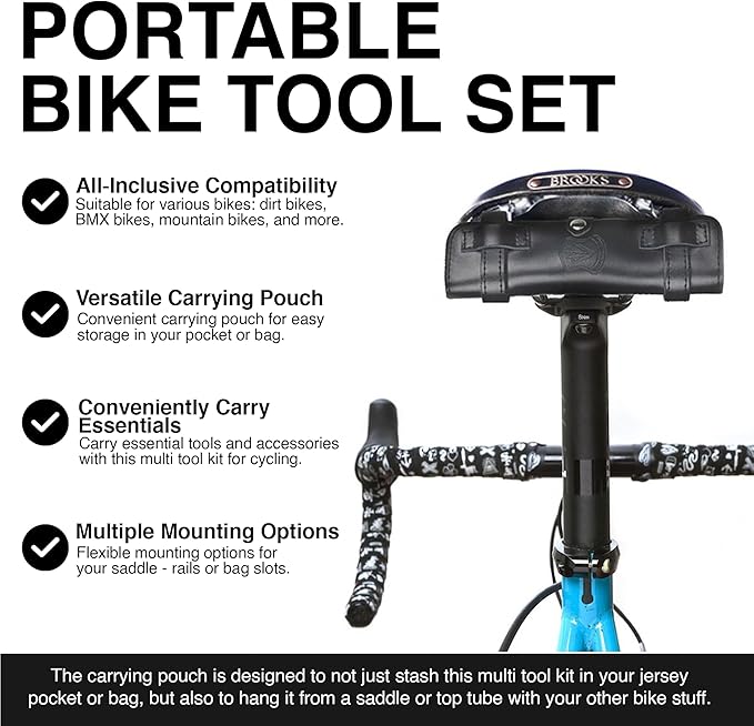 FULL WINDSOR -The Nutter Bicycle Multi Tool–Portable Cycling Repair Kit for MTB, Road & Dirt Bikes – Includes Spanner, Magnetic Bit, Tire Levers & Bottle Opener–Compact Black Case for On-the-Go Fixes