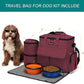 Airline Approved Pet Travel Bag, Weekend Travel Set for Dog and Cat, Airline Approved Tote Organizer with Multi-Function Pockets, 2 Dog Food Storage Containers, 2 Collapsible Bowls (Rose Red)