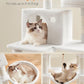 Feandrea Cat Tree, 66.1-Inch Large Cat Tower with 13 Scratching Posts, 2 Perches, 2 Caves, Basket, Hammock, Pompoms, Multi-Level Plush Cat Condo for Indoor Cats, Cream White UPCT165T01