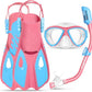 Kids Mask Fins Snorkel Set, Dry Top Snorkeling Gear for Kids Youth Boys Girls Junior Age 5-15 Tempered Glass Snorkel Mask Set Panoramic View Snorkeling Packages