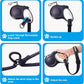 PetBonus 2 Packs Short Dog Leash, Safety Wrist Strap for Retractable Dog Leash, Reflective Design and Adjustable Soft Padded Handle, Extra Layer Security for Pet Stroller (Black, Black)