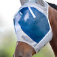 Harrison Howard CareMaster Horse Fly Mask Half Face with Ears Silver/Blue Retro XL Extra Full Size