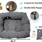 XxingSheep 4 Ways Shuttled XL Cat Tunnel Bed for Indoor Cats Peekaboo Cat Cave Donut with Cool Mat (Dark Gray)