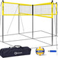 GOOX 4 Square Volleyball Net Game Set, 14 FT 4-Way Volleyball Net for Backyard Beach Lawn, Portable Four Square Volleyball Net for Adults & Youths with Vollyball, Pump, Carry Bag