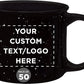 DISCOUNT PROMOS Custom Ceramic Campfire Coffee Mugs 13 oz. Set of 50, Personalized Bulk Pack - Perfect for Tea, Espresso, Cappuccino, Hot Cocoa - Black