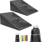 Adjustable Non-Slip Rubber Slant Board for Squats (4PC Squat Wedge Blocks) with 5 Resistance Bands – Heel Elevated Calf Stretcher & Calf Raise Block for Strength Training, Mobility & Balance