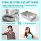Stainless Steel Cat Litter Box 2 Pack,XL Metal Litter Box for Big Cats, Cat LitterBox Metal Pet Toilet Easy to Clean,High Sided Litters Boxes Adult Big Cats,Non Stick, No Smell,23.6"x15.8"x6"