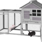 GUTINNEEN Rabbit Hutch Indoor Chicken Coop Outdoor, 51.6''L 2 Story Bunny Cage Weatherproof, Guinea Pig House with Run (Grey)