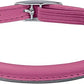 OOPSDOGGY Rolled Leather Cat Collar with Bell, Reflective Kitten Collars with Buckle Include Safety Elastic Strap - Adjustable Small Pet Collars for Boy Girl Cats (Fucsia)