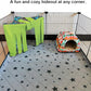 RIOUSSI Guinea Pig Hideout Hideaway Corner Fleece Toys Cage Accessories with Reversible Sides, Geo/Gray+Green, 2 Pack