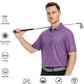 Men's Golf Polo Shirts Short Sleeve Striped Performance Moisture Wicking Dry Fit Golf Shirts for Men