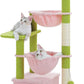 Pink Cat Tree, 47.6" Cat Tower with 2 Metal Frame Hammock, Cat Scratching Post for Indoor Cats with 2 Removable Pompom Sticks for Kittens, Pink
