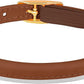 OOPSDOGGY Rolled Leather Cat Collar with Bell - Reflective Kitten Collar with Safety Elastic Strap - Adjustable Small Pet Collars for Boy Girl Cats (Brown)