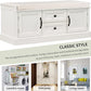 Storage Bench with 2 Drawers and 2 Cabinets, Pine Wood Shoe Bench with Removable Cushion for Living Room, Entryway 42.5" L x 15.9" W x 17.5" H (White)