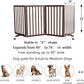 ZJSF Freestanding Indoor Dog Gate for House Foldable Wood Puppy Gate for Doorways Pet Gate for Stairs Extra Wide Pet Fence, Brown, 32" Height 4 Panels