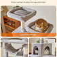 Taoqimiao Cat Tree, 71-Inch Cat Tree Cat Tower for Indoor Cats, Plush Multi-Level Cat Condo with 10 Scratching Posts, 2 Perches,Basket, 2 Caves,Hammock, 2 Pompoms,MS020W Light Gray