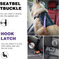 AUBELL Dog Seat Belt for Car,2 Pack Set 3-in-1 Adjustable Reflective Bungee Heavy Duty Dog Car Harness Tether with Clip Hook Latch & Buckle,Swivel Zinc Alloy Carabiner,Black+Purple