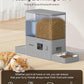 Rojeco 36Cups/8.5L Pet Automatic Cat Feeder and Gravity Water Dispenser,Stainless Steel Bowls 2-in-1 Set Large Capacity 5L Food Feeder and 3.5L Water Fountain for Cats,Pets,Small Dogs,Grey